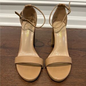 Dream Pairs Tan Sandal Heel Pump with Ankle Strap